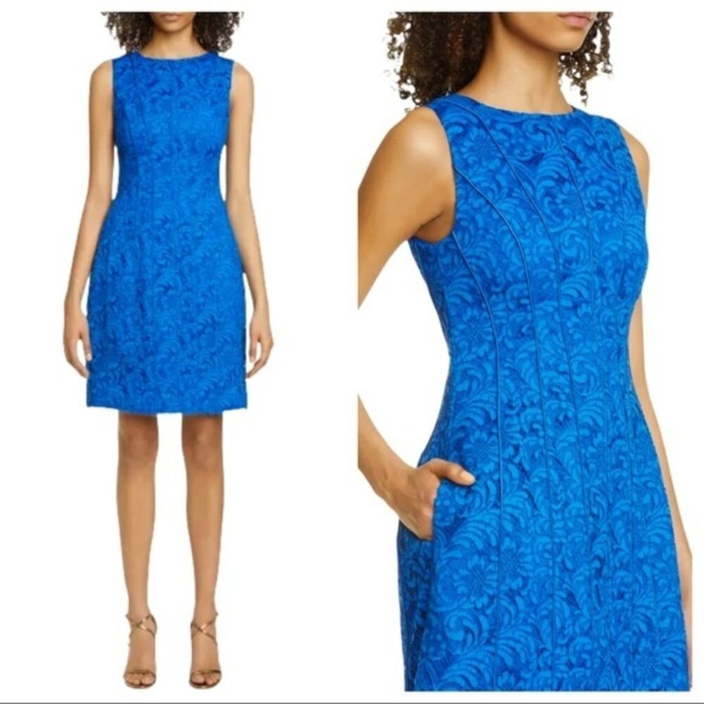 Adam Lippes Corded Lace Flare Dress Cobalt 8 NWT